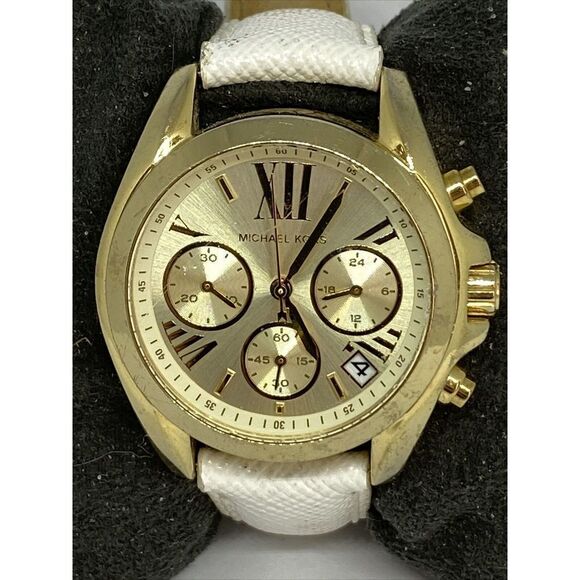 Michael Kors MK5973 Women's White Leather Analog Dial Quartz Wrist Watch XX494 - Picture 2 of 12